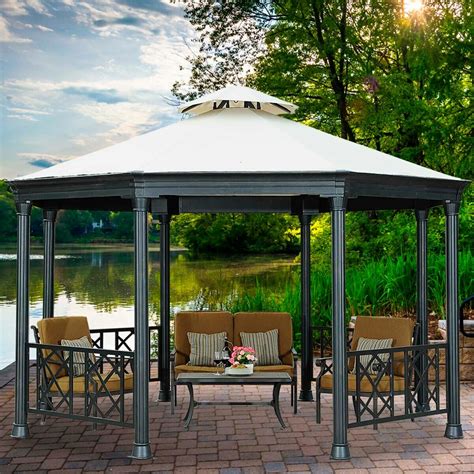 metal octagonal gazebo with fabric canopy|octagonal gazebos for sale.